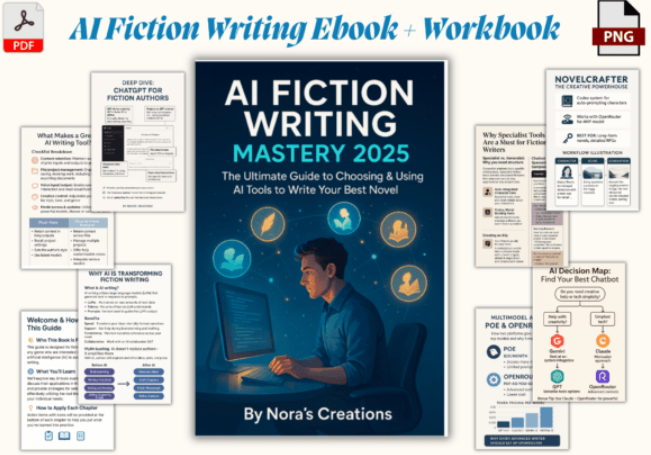 AI Fiction Writing Ebook + Workbook, instant download