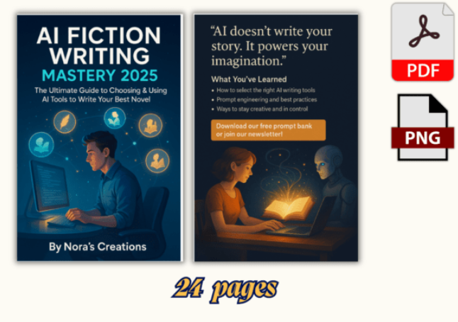AI Fiction Writing Ebook + Workbook, instant download