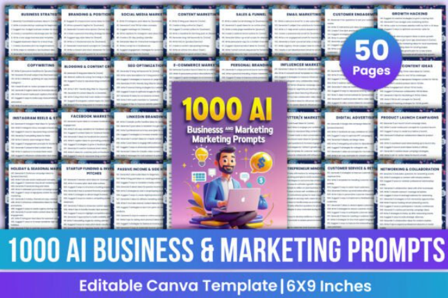 1000 AI Business & Marketing Prompts, instant download