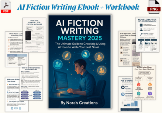 AI Fiction Writing Ebook + Workbook, instant download