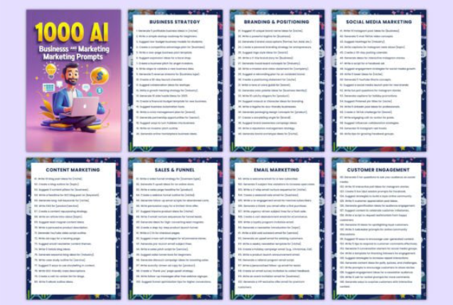 1000 AI Business & Marketing Prompts, instant download
