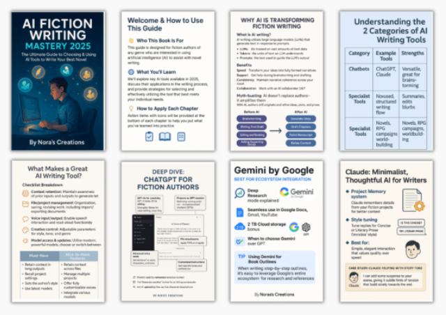 AI Fiction Writing Ebook + Workbook, instant download